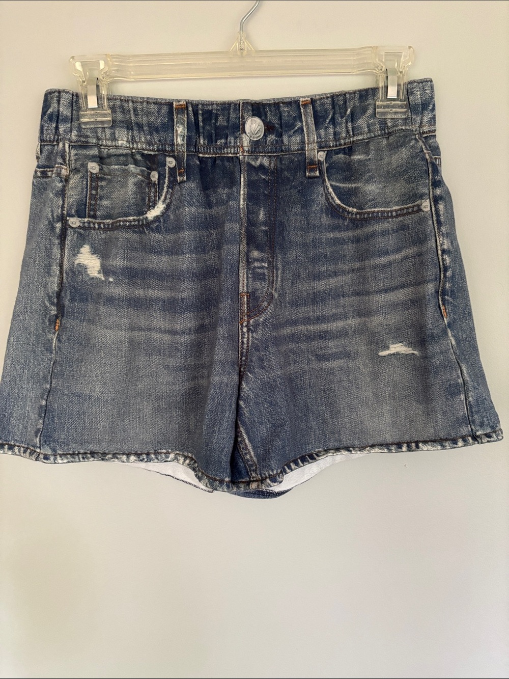 rag & bone Faded Blue High-Rise Denim Shorts
